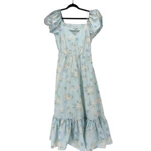 LoveShackFancy Dress Women 4 Puff Sleeve Midi Ruffle Cottagecore Spring Romantic